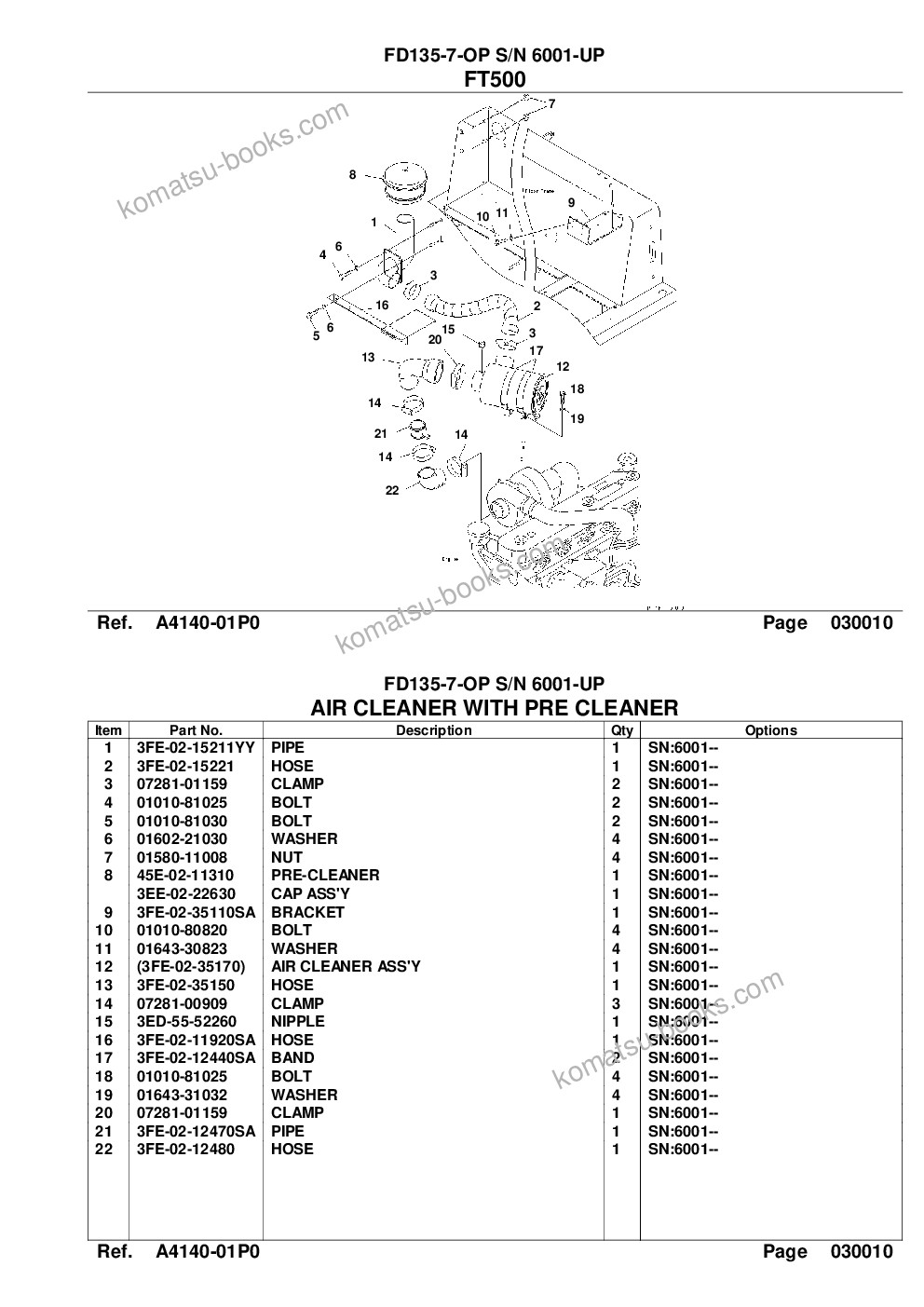 Komatsu fd135-7-op s/n 6001-up Parts catalog cover Page 3 Komatsu fd135-7-op s/n 6001-up Parts catalog cover Page 3