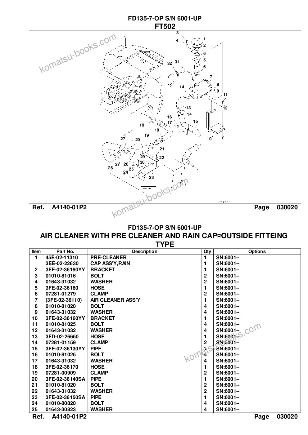 Komatsu fd135-7-op s/n 6001-up Parts catalog cover Page 4 Komatsu fd135-7-op s/n 6001-up Parts catalog cover Page 4