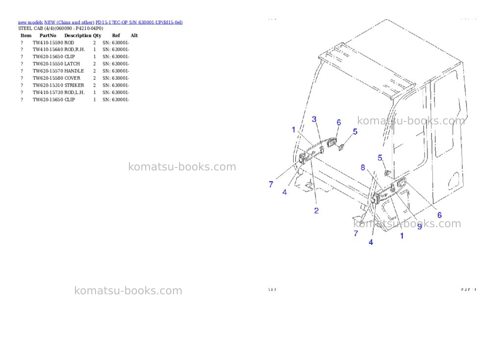 Komatsu fd15-17ec-op s/n 630001-up Parts catalog cover Page 10 Komatsu fd15-17ec-op s/n 630001-up Parts catalog cover Page 10