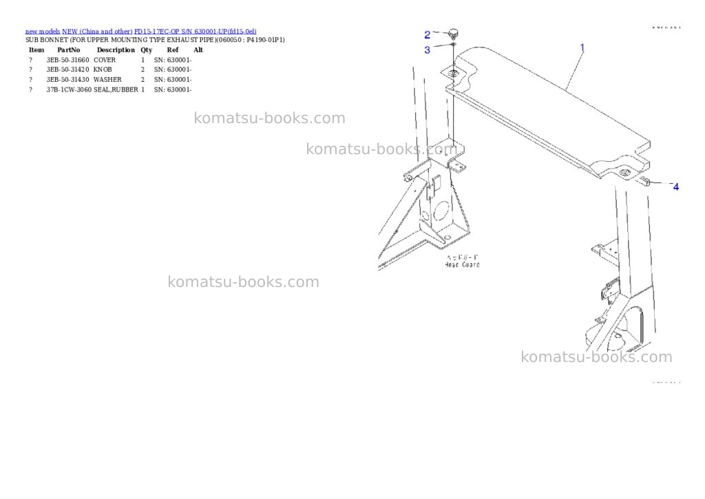 Komatsu fd15-17ec-op s/n 630001-up Parts catalog cover Page 6 Komatsu fd15-17ec-op s/n 630001-up Parts catalog cover Page 6