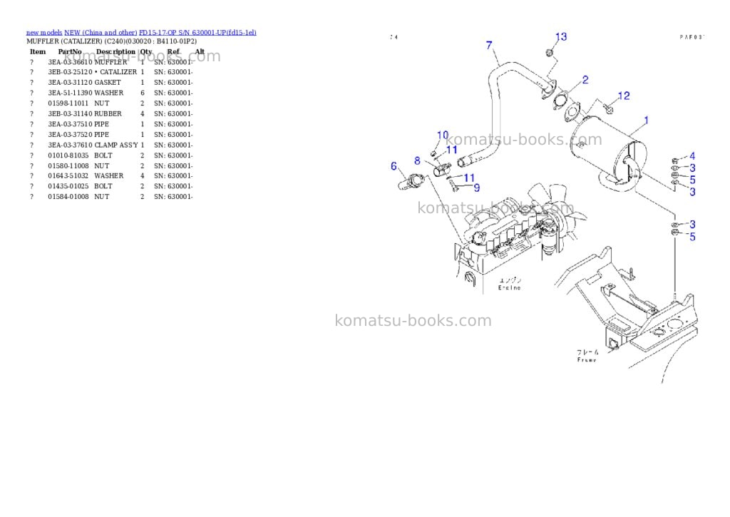 Komatsu fd15-17-op s/n 630001-up Parts catalog cover Komatsu fd15-17-op s/n 630001-up Parts catalog cover