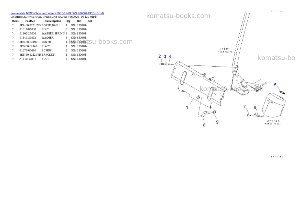 Komatsu fd15-17-op s/n 630001-up Parts catalog cover Page 5 Komatsu fd15-17-op s/n 630001-up Parts catalog cover Page 5