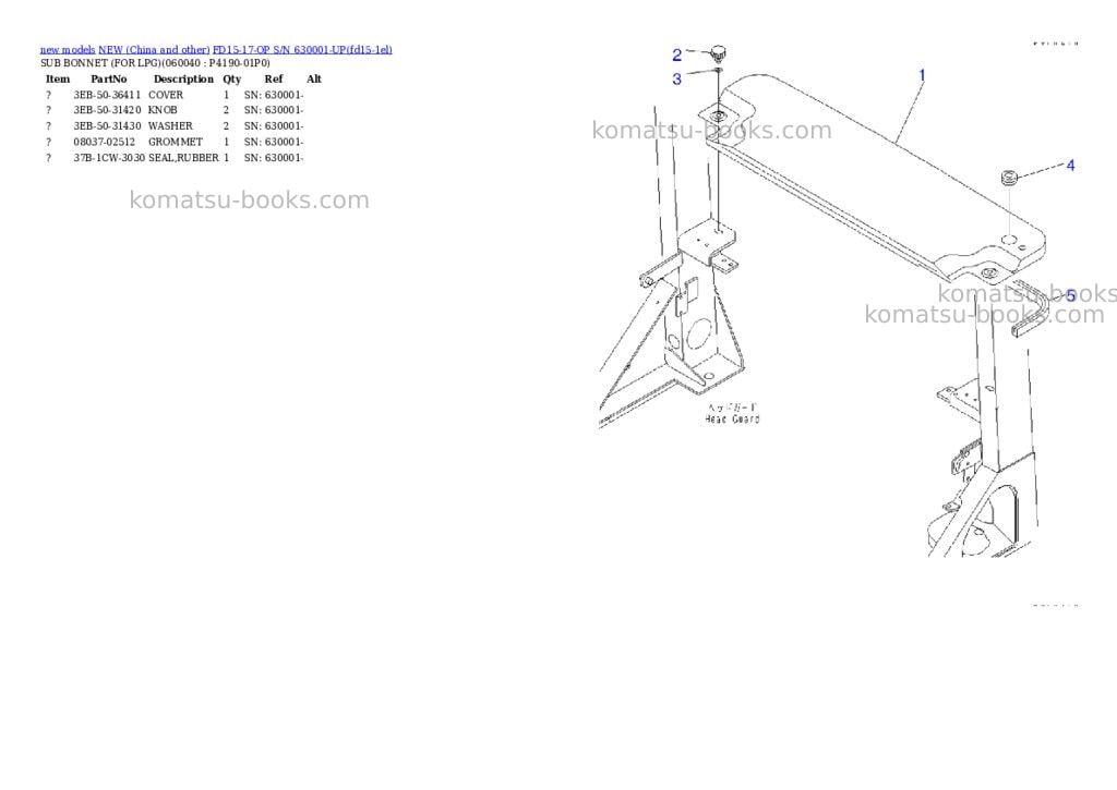 Komatsu fd15-17-op s/n 630001-up Parts catalog cover Page 7 Komatsu fd15-17-op s/n 630001-up Parts catalog cover Page 7