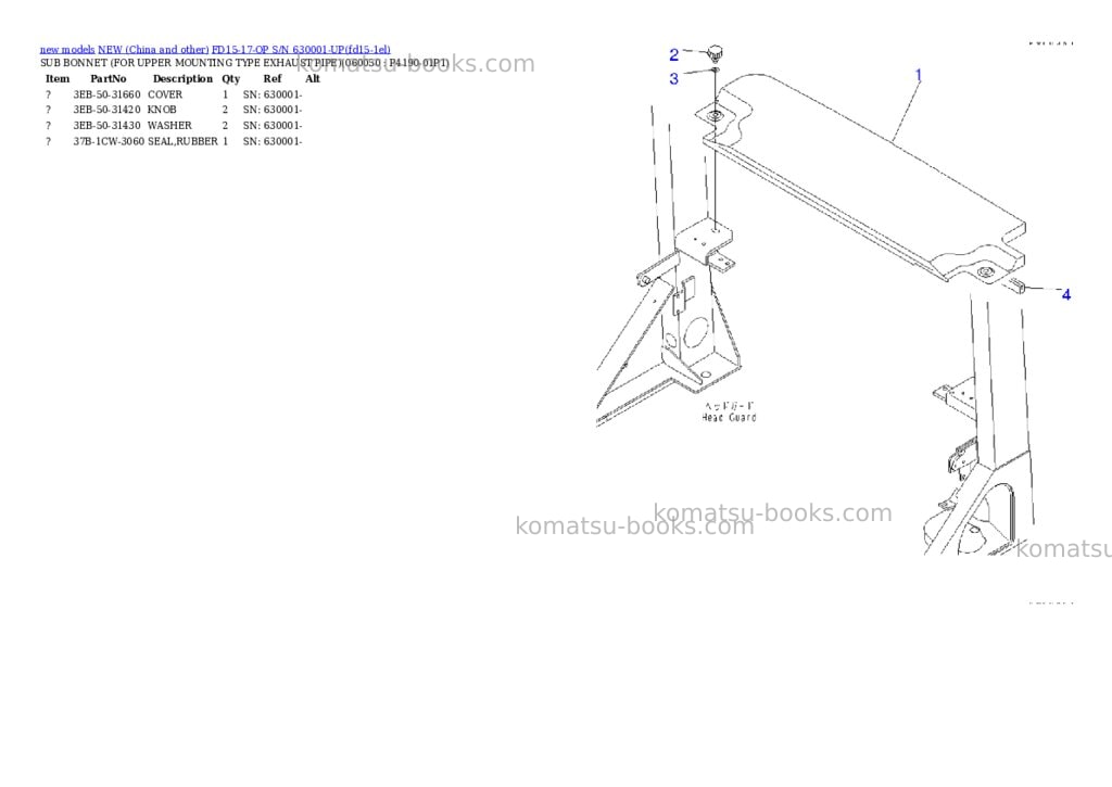 Komatsu fd15-17-op s/n 630001-up Parts catalog cover Page 8 Komatsu fd15-17-op s/n 630001-up Parts catalog cover Page 8
