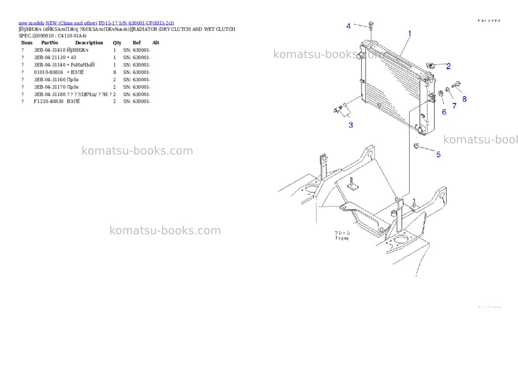 Komatsu fd15-17 s/n 630001-up Parts catalog cover Page 8 Komatsu fd15-17 s/n 630001-up Parts catalog cover Page 8