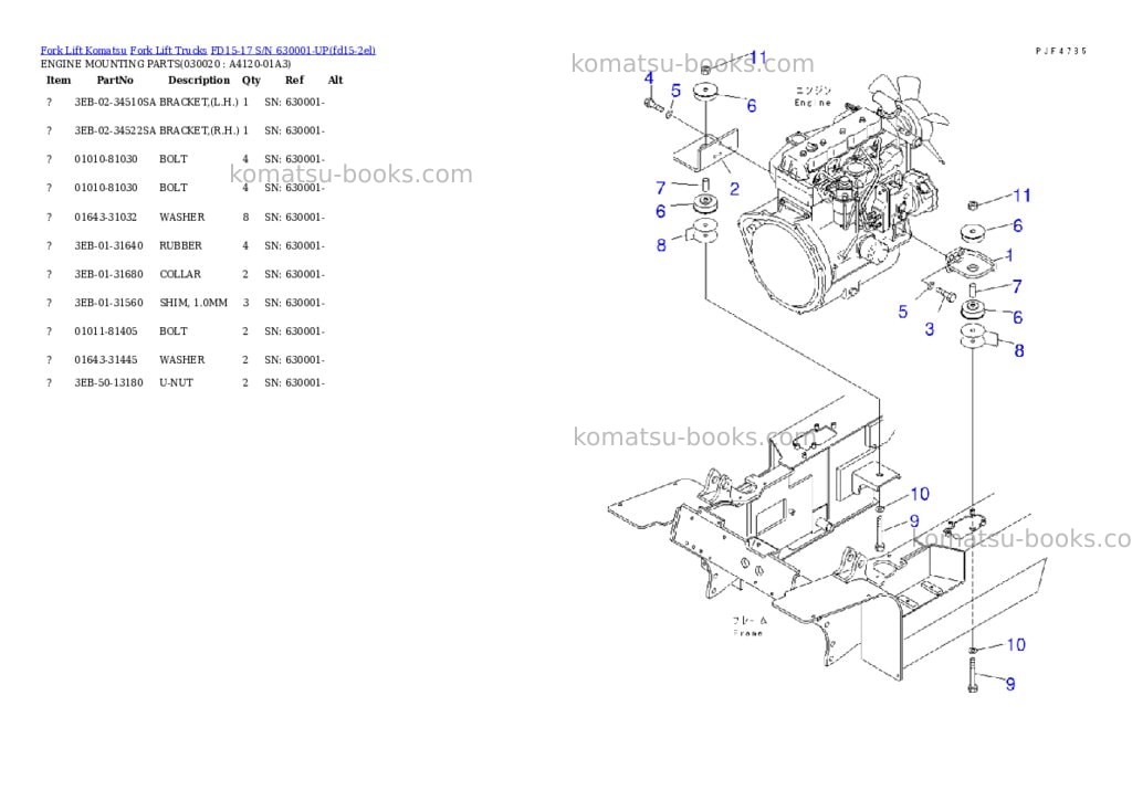 Komatsu FD15-17 S/N 630001-UP Parts catalog cover Komatsu FD15-17 S/N 630001-UP Parts catalog cover