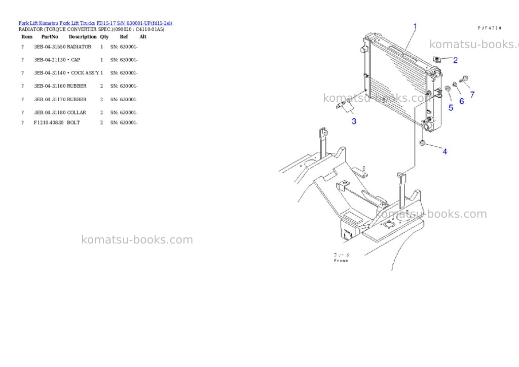 Komatsu FD15-17 S/N 630001-UP Parts catalog cover Page 9 Komatsu FD15-17 S/N 630001-UP Parts catalog cover Page 9