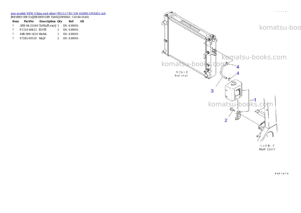 Komatsu fd15-17-ec s/n 630001-up Parts catalog cover Page 9 Komatsu fd15-17-ec s/n 630001-up Parts catalog cover Page 9