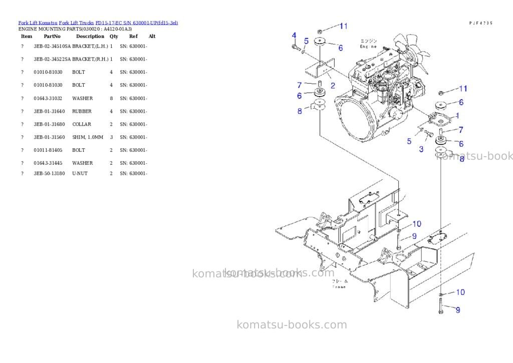 Komatsu FD15-17-EC S/N 630001-UP Parts catalog cover Komatsu FD15-17-EC S/N 630001-UP Parts catalog cover