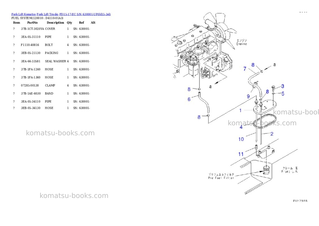 Komatsu FD15-17-EC S/N 630001-UP Parts catalog cover Page 10 Komatsu FD15-17-EC S/N 630001-UP Parts catalog cover Page 10