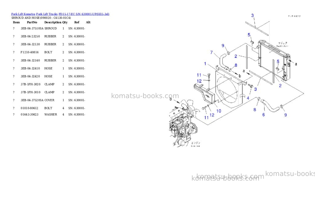 Komatsu FD15-17-EC S/N 630001-UP Parts catalog cover Page 7 Komatsu FD15-17-EC S/N 630001-UP Parts catalog cover Page 7