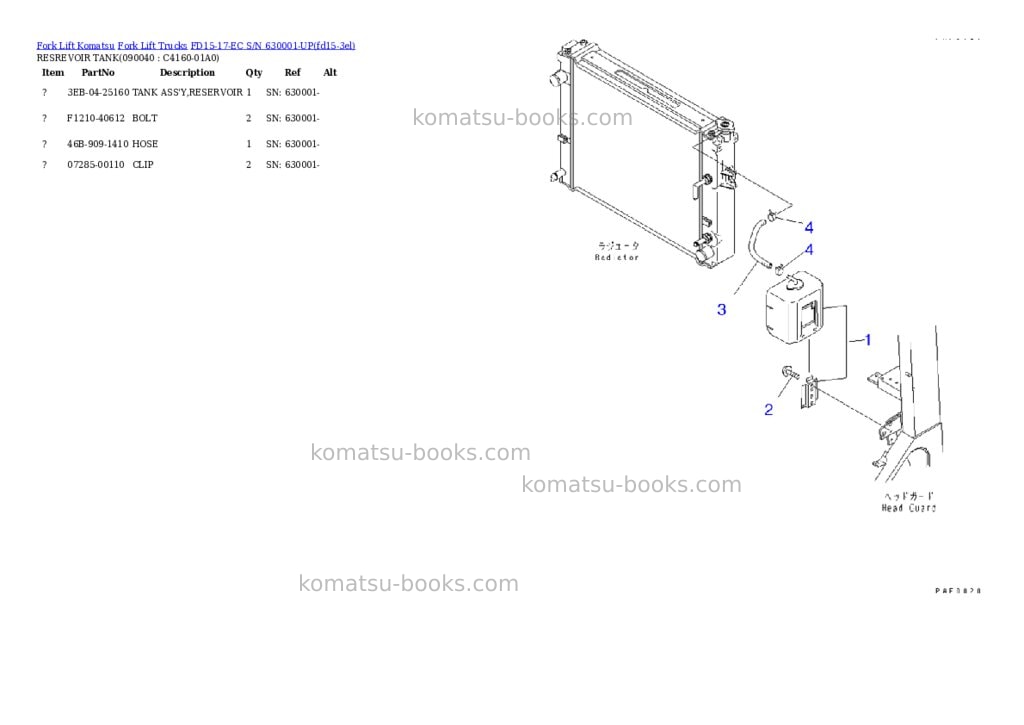 Komatsu FD15-17-EC S/N 630001-UP Parts catalog cover Page 9 Komatsu FD15-17-EC S/N 630001-UP Parts catalog cover Page 9