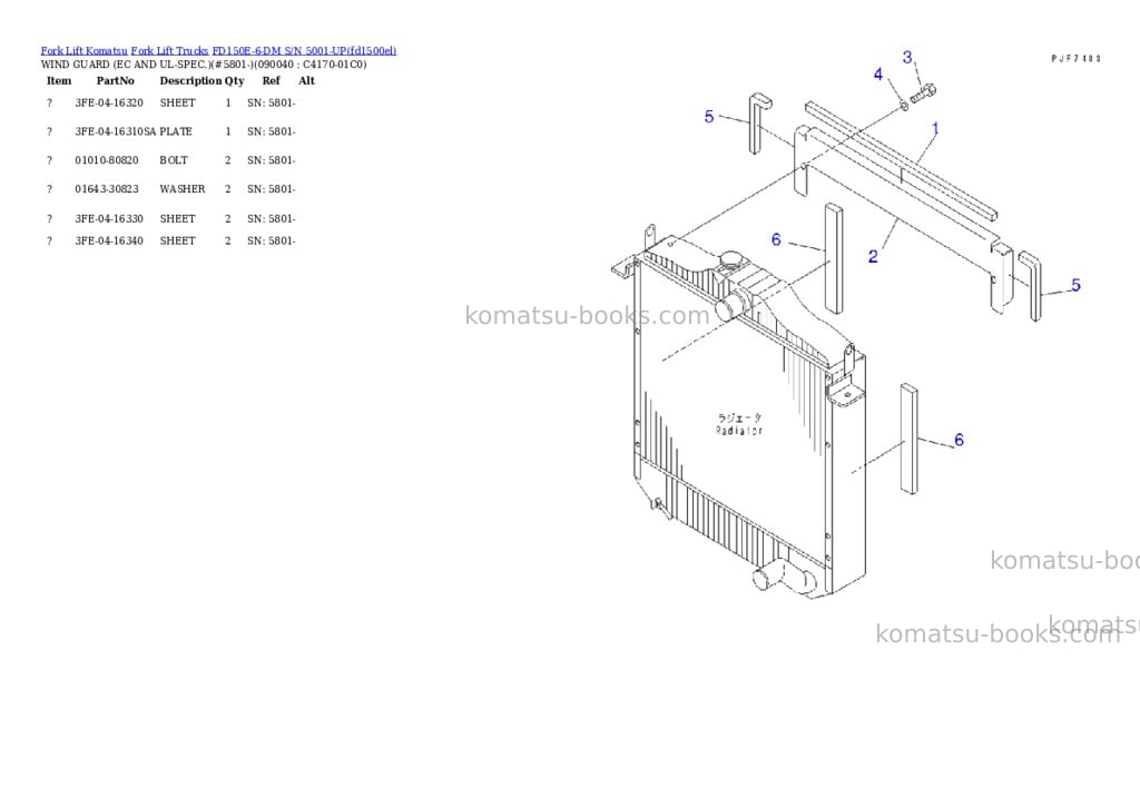 Komatsu fd150e-6-dm s/n 5001-up Parts catalog cover Page 5 Komatsu fd150e-6-dm s/n 5001-up Parts catalog cover Page 5
