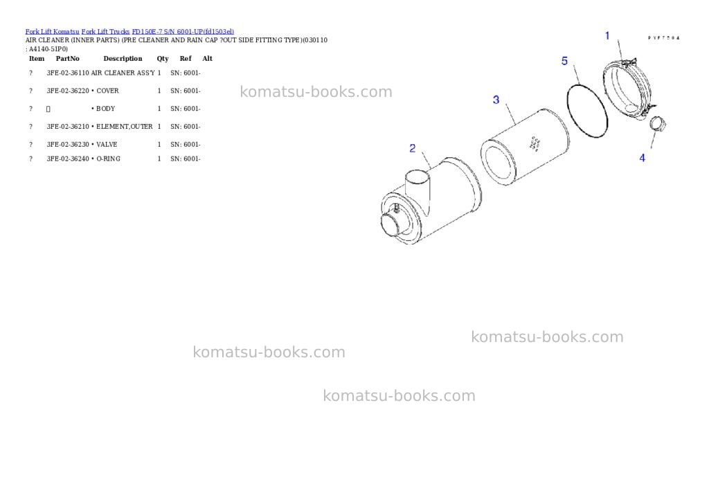 Komatsu fd150e-7 s/n 6001-up Parts catalog cover Page 10