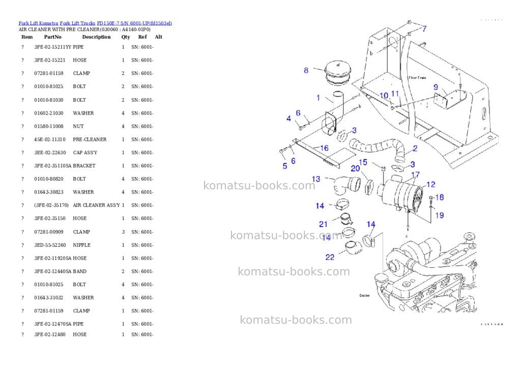 Komatsu fd150e-7 s/n 6001-up Parts catalog cover Page 5