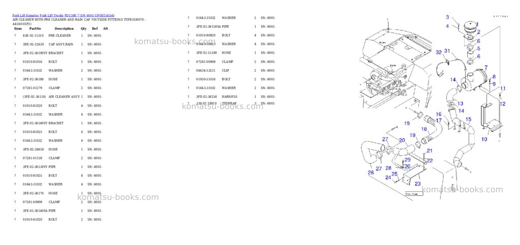 Komatsu fd150e-7 s/n 6001-up Parts catalog cover Page 6