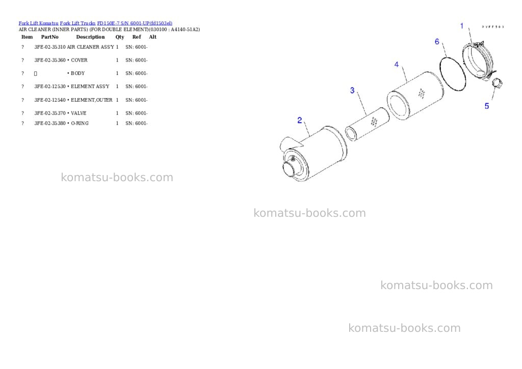 Komatsu fd150e-7 s/n 6001-up Parts catalog cover Page 9