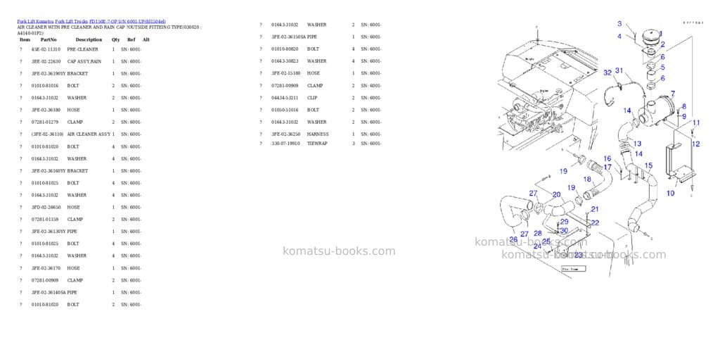 Komatsu fd150e-7-op s/n 6001-up Parts catalog cover Komatsu fd150e-7-op s/n 6001-up Parts catalog cover