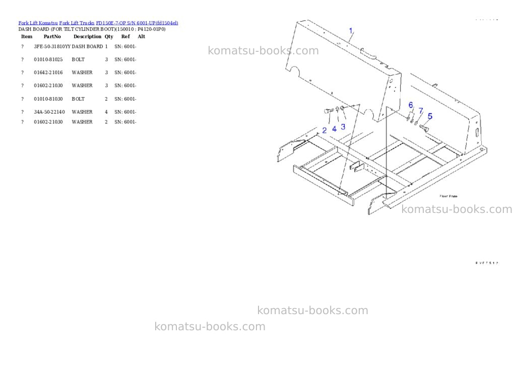 Komatsu fd150e-7-op s/n 6001-up Parts catalog cover Page 10 Komatsu fd150e-7-op s/n 6001-up Parts catalog cover Page 10
