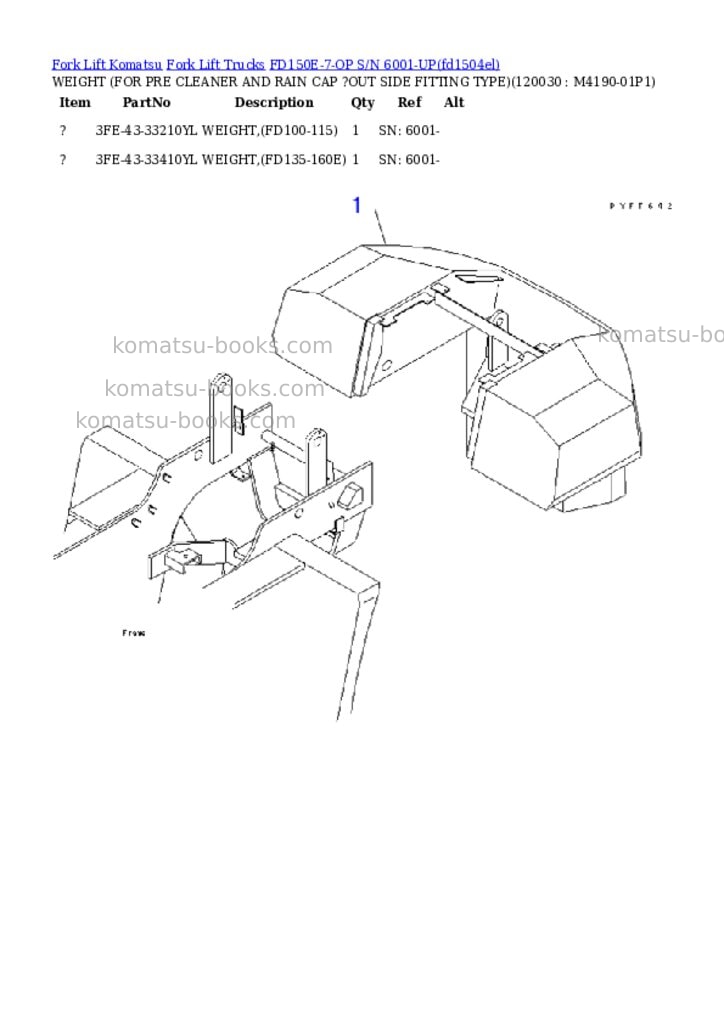 Komatsu fd150e-7-op s/n 6001-up Parts catalog cover Page 9 Komatsu fd150e-7-op s/n 6001-up Parts catalog cover Page 9