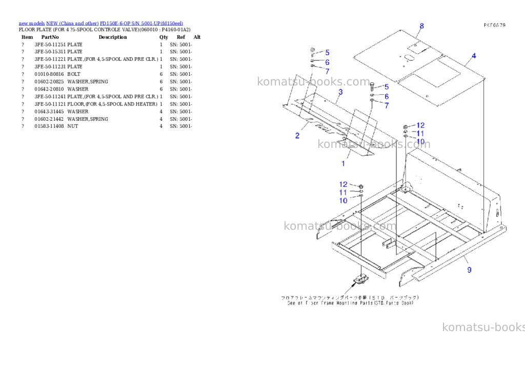 Komatsu fd150e-6-op s/n 5001-up Parts catalog cover