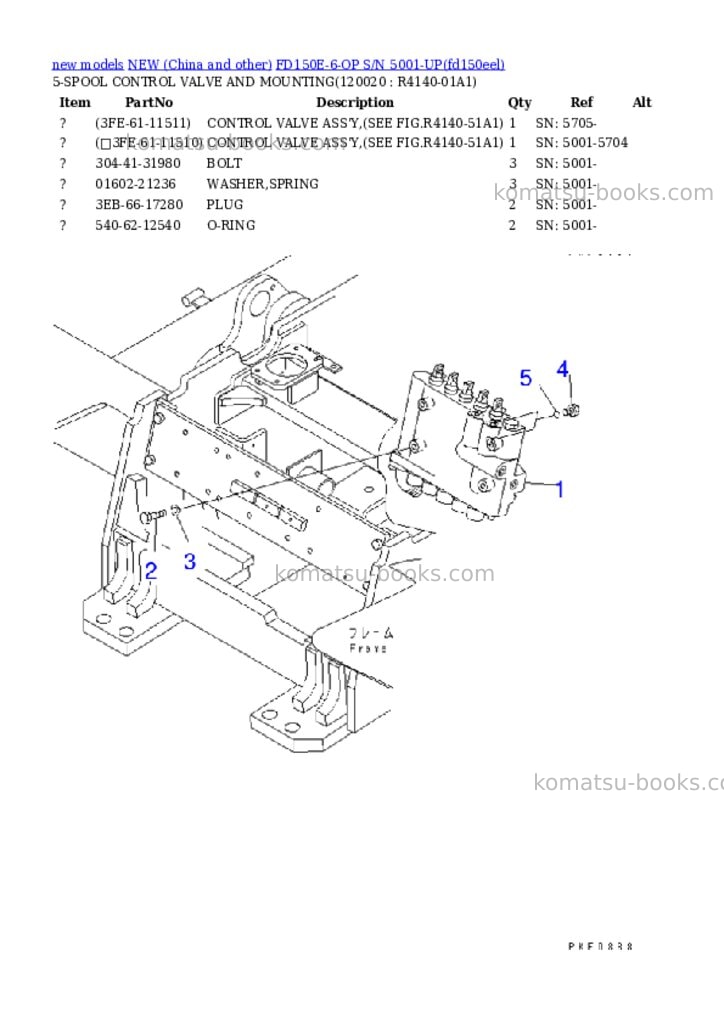 Komatsu fd150e-6-op s/n 5001-up Parts catalog cover Page 7