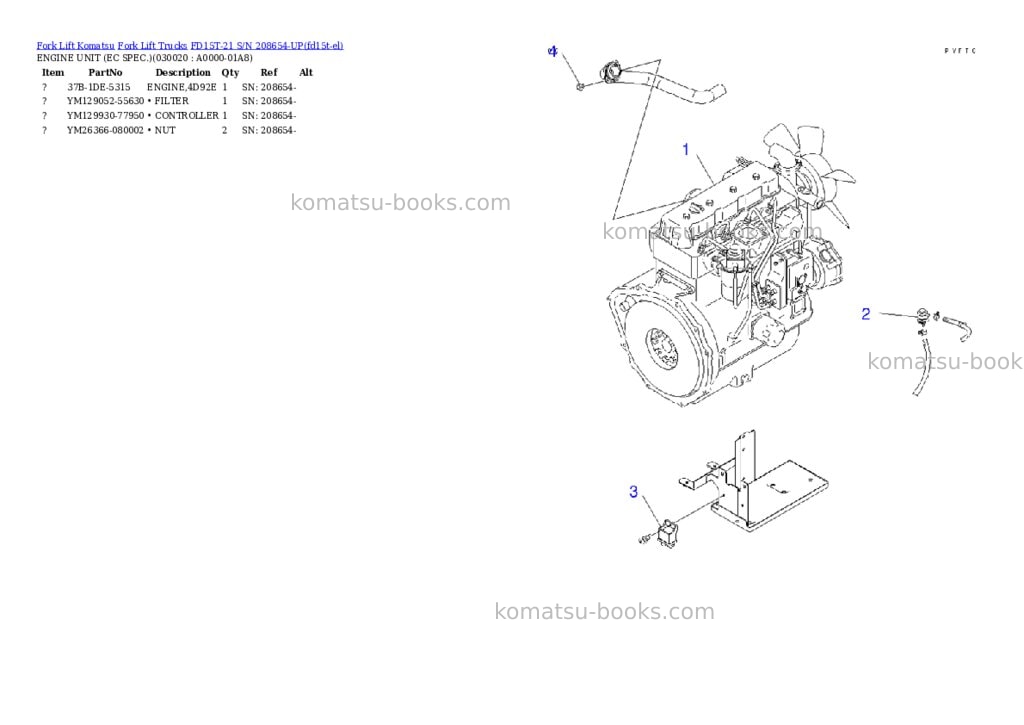 Komatsu FD15T-21 S/N 208654-UP Parts catalog cover