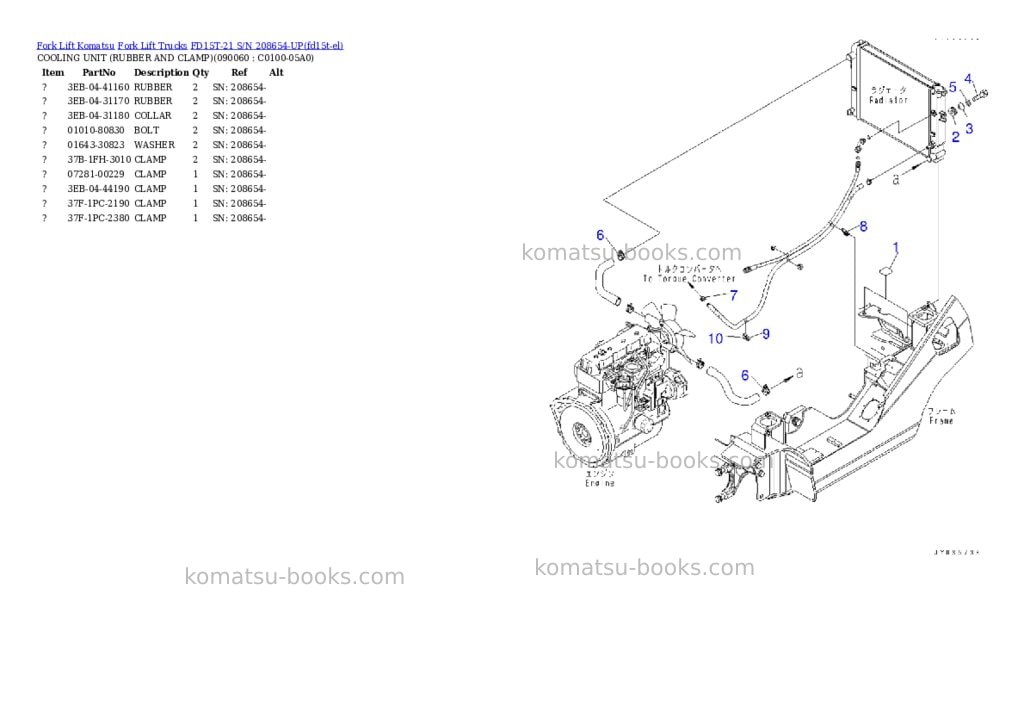 Komatsu FD15T-21 S/N 208654-UP Parts catalog cover Page 10
