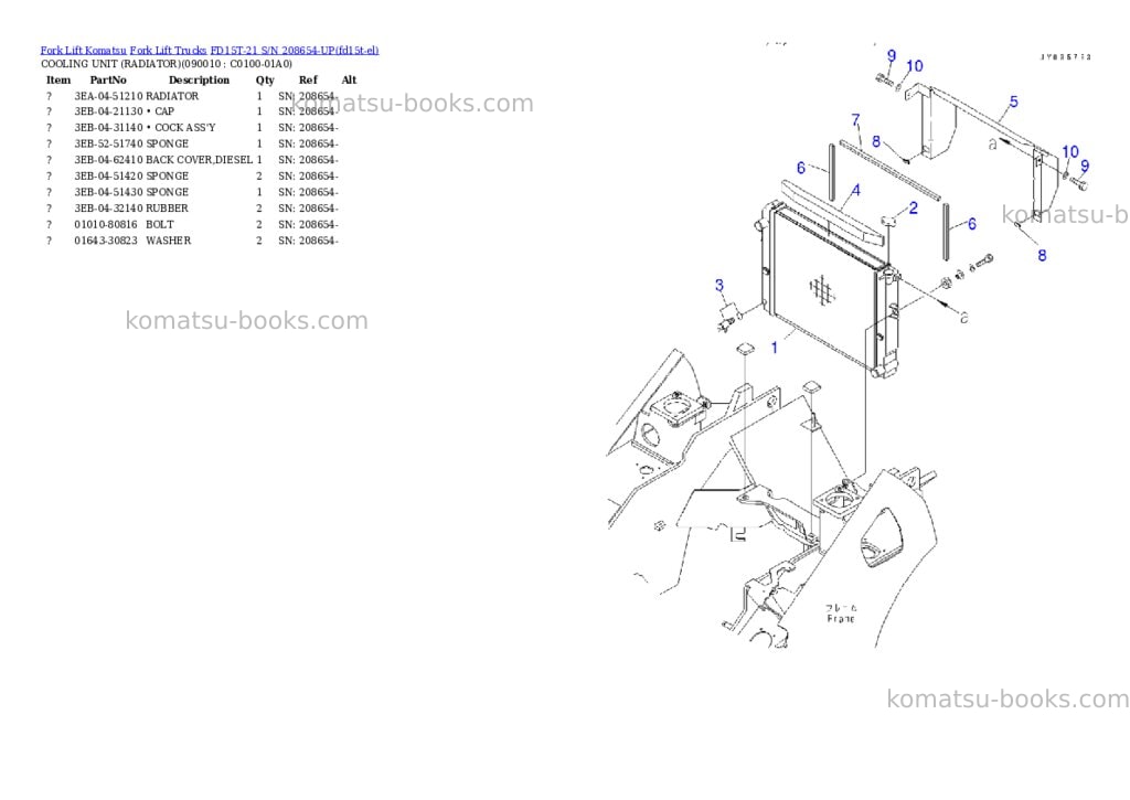 Komatsu FD15T-21 S/N 208654-UP Parts catalog cover Page 5