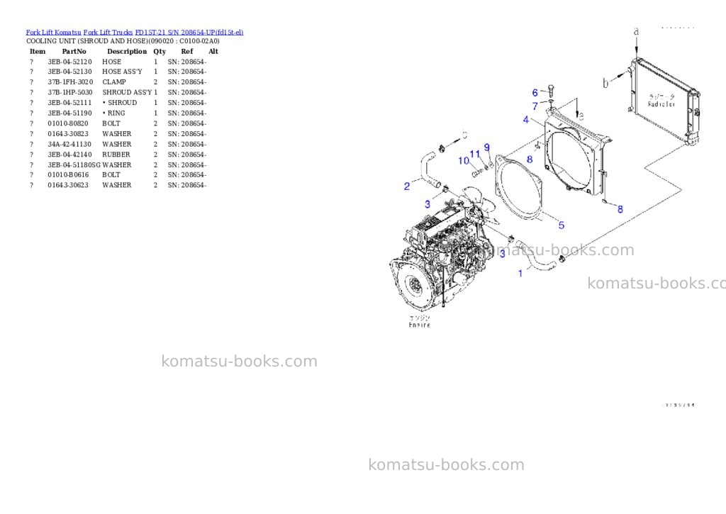 Komatsu FD15T-21 S/N 208654-UP Parts catalog cover Page 6