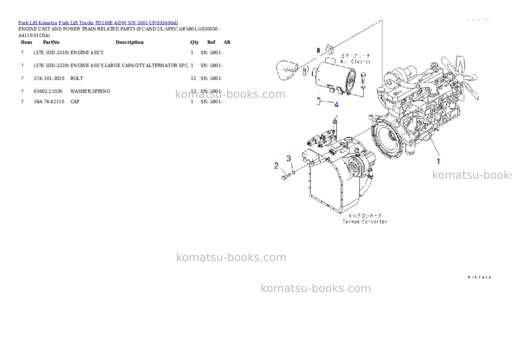 Komatsu fd160e-6-dm s/n 5001-up Parts catalog cover Page 2 Komatsu fd160e-6-dm s/n 5001-up Parts catalog cover Page 2