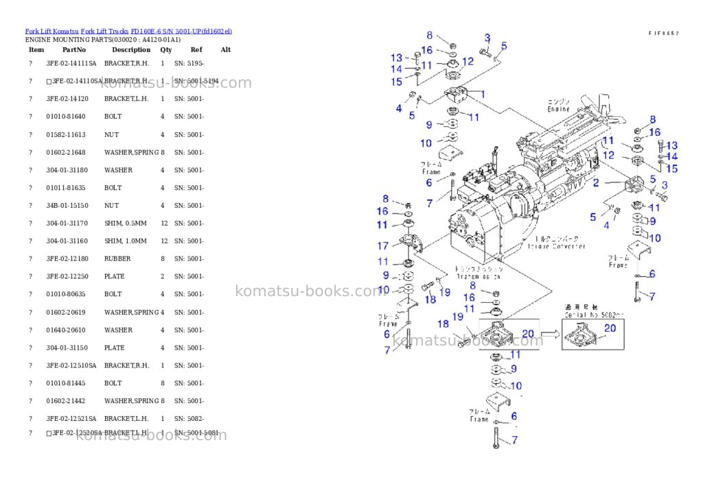 Komatsu fd160e-6 s/n 5001-up Parts catalog cover Komatsu fd160e-6 s/n 5001-up Parts catalog cover