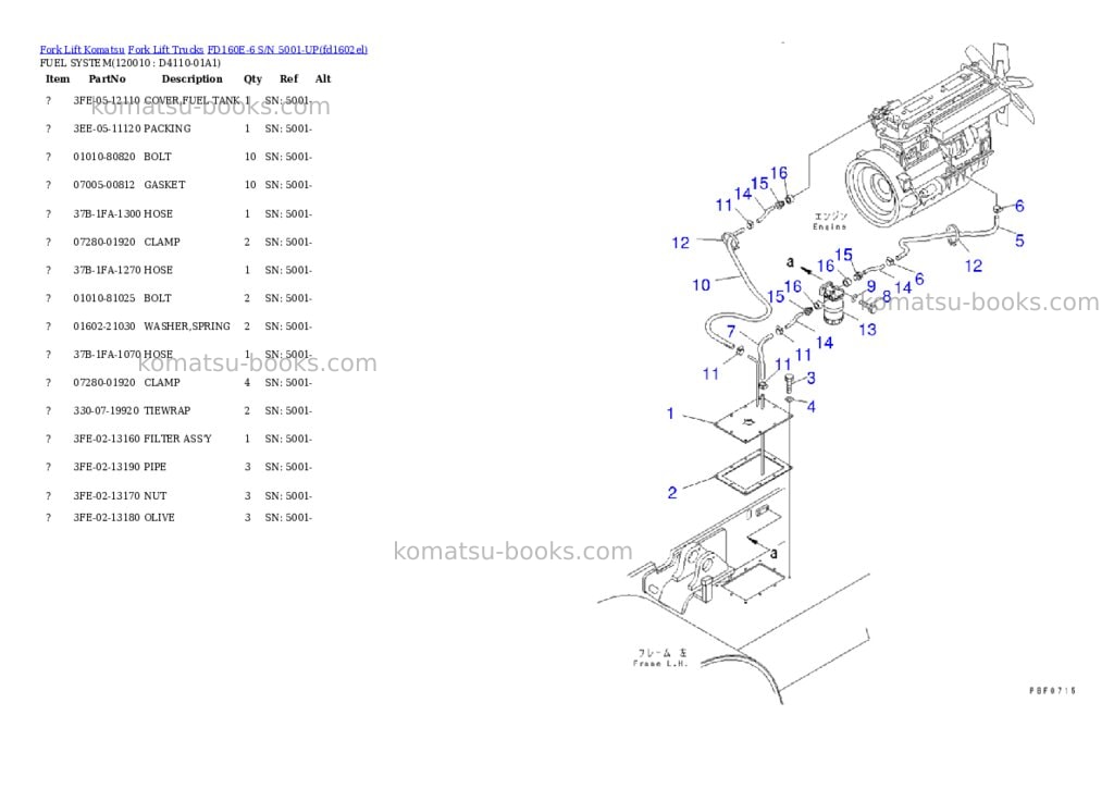 Komatsu fd160e-6 s/n 5001-up Parts catalog cover Page 7 Komatsu fd160e-6 s/n 5001-up Parts catalog cover Page 7
