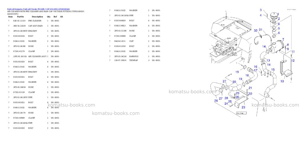 Komatsu fd160e-7-op s/n 6001-up Parts catalog cover Komatsu fd160e-7-op s/n 6001-up Parts catalog cover