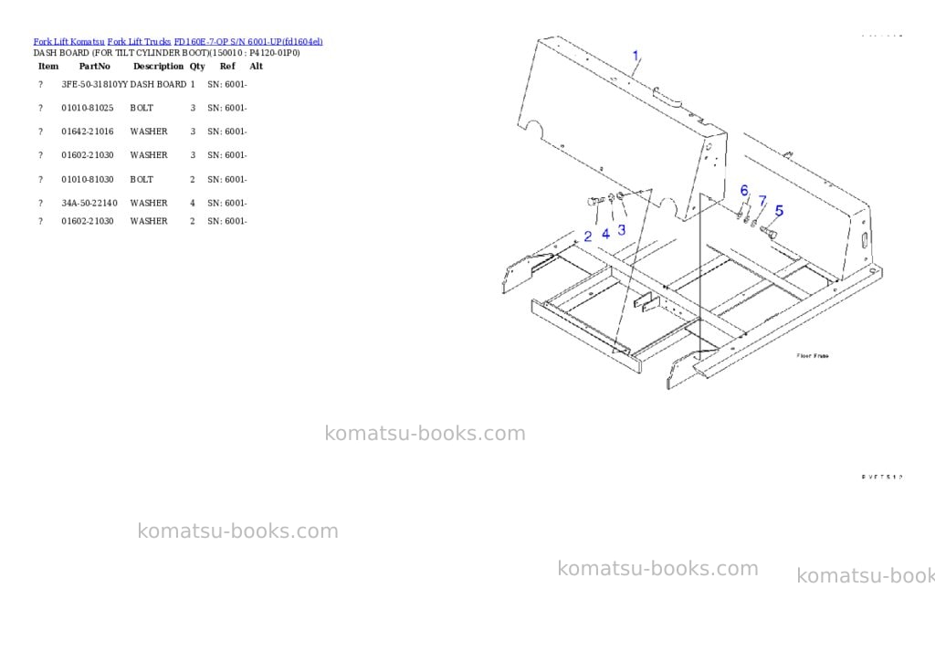 Komatsu fd160e-7-op s/n 6001-up Parts catalog cover Page 10 Komatsu fd160e-7-op s/n 6001-up Parts catalog cover Page 10