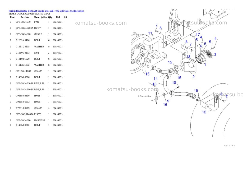 Komatsu fd160e-7-op s/n 6001-up Parts catalog cover Page 6 Komatsu fd160e-7-op s/n 6001-up Parts catalog cover Page 6