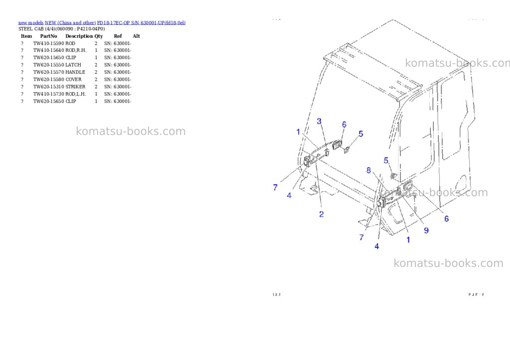 Komatsu fd18-17ec-op s/n 630001-up Parts catalog cover Page 10 Komatsu fd18-17ec-op s/n 630001-up Parts catalog cover Page 10