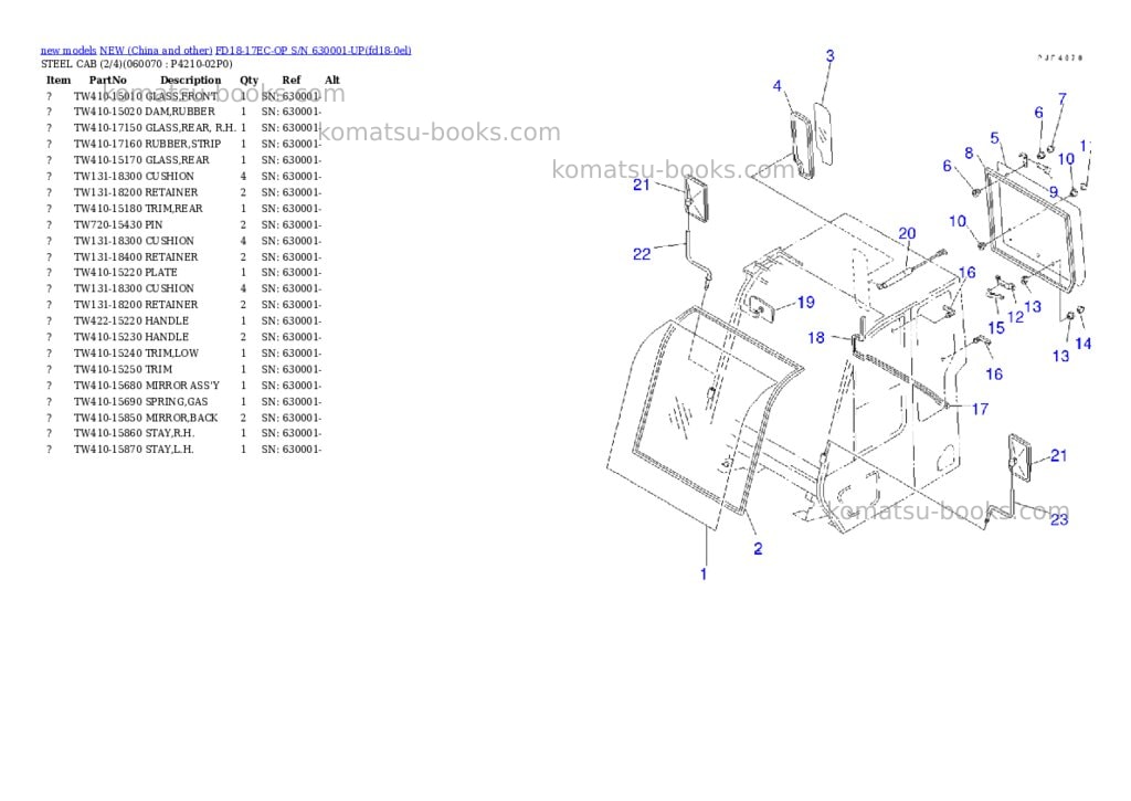 Komatsu fd18-17ec-op s/n 630001-up Parts catalog cover Page 8 Komatsu fd18-17ec-op s/n 630001-up Parts catalog cover Page 8
