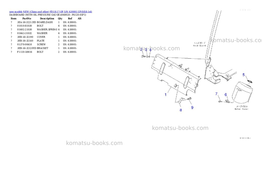Komatsu FD18-17-OP S/N 630001-UP Parts catalog cover Page 2