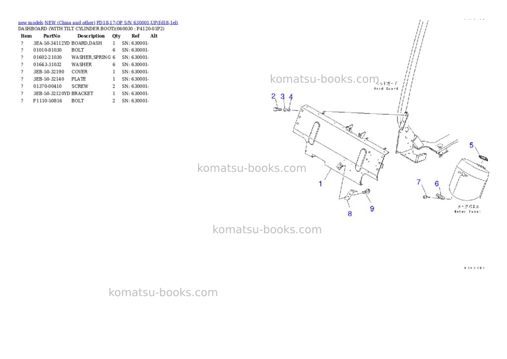 Komatsu FD18-17-OP S/N 630001-UP Parts catalog cover Page 3