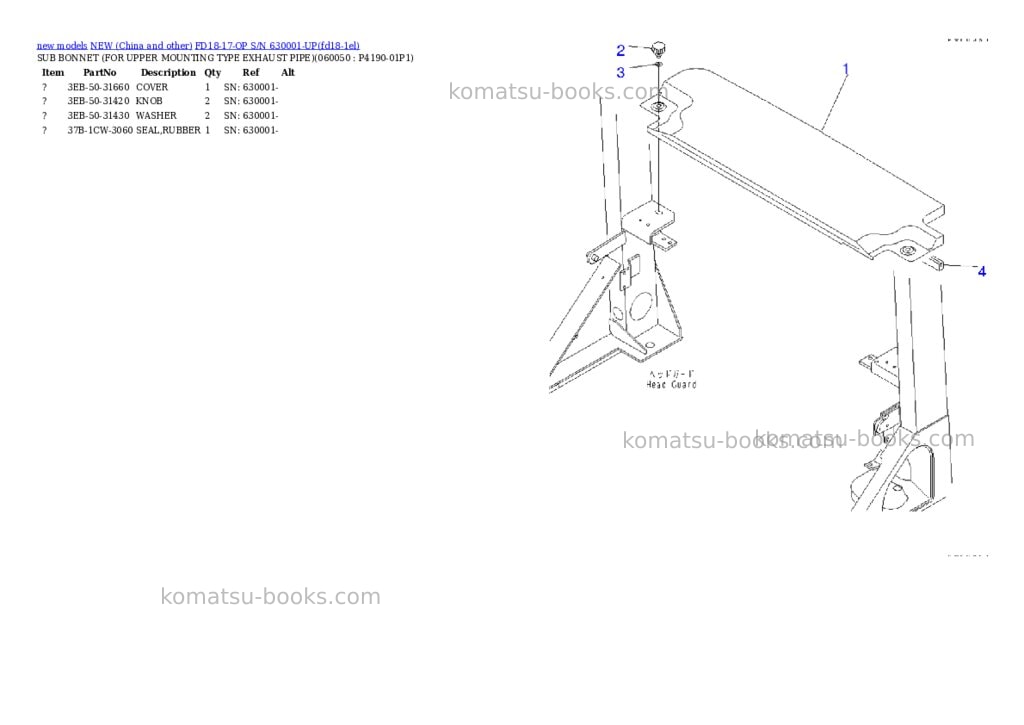 Komatsu FD18-17-OP S/N 630001-UP Parts catalog cover Page 5