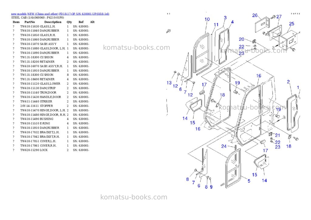 Komatsu FD18-17-OP S/N 630001-UP Parts catalog cover Page 6