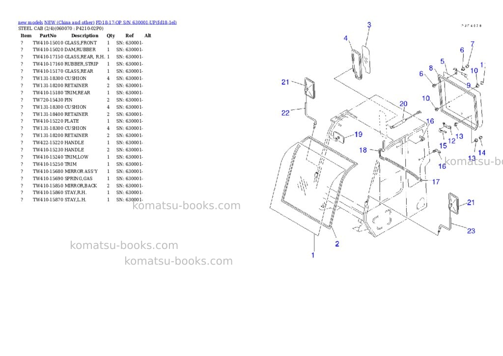 Komatsu FD18-17-OP S/N 630001-UP Parts catalog cover Page 7