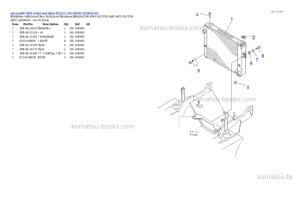 Komatsu fd18-17 s/n 630001-up Parts catalog cover Page 8 Komatsu fd18-17 s/n 630001-up Parts catalog cover Page 8