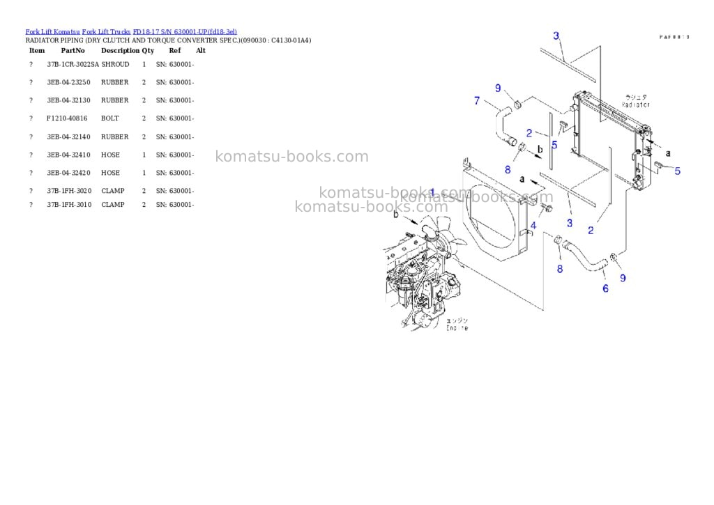 Komatsu FD18-17 S/N 630001-UP Parts catalog cover Page 10 Komatsu FD18-17 S/N 630001-UP Parts catalog cover Page 10
