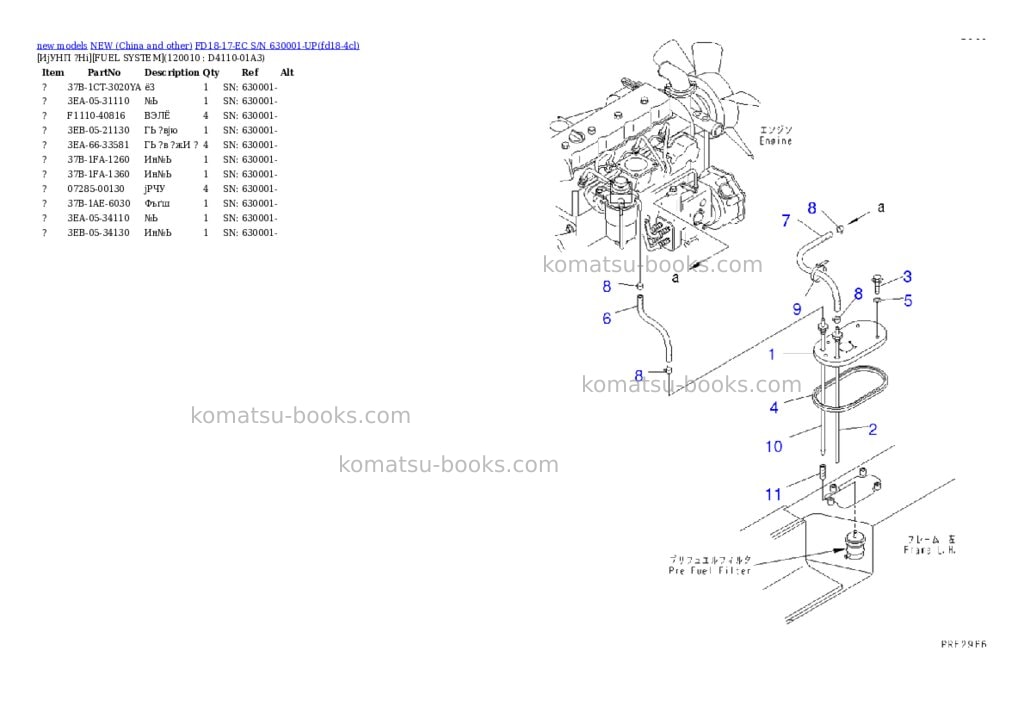 Komatsu FD18-17-EC S/N 630001-UP Parts catalog cover Page 10 Komatsu FD18-17-EC S/N 630001-UP Parts catalog cover Page 10