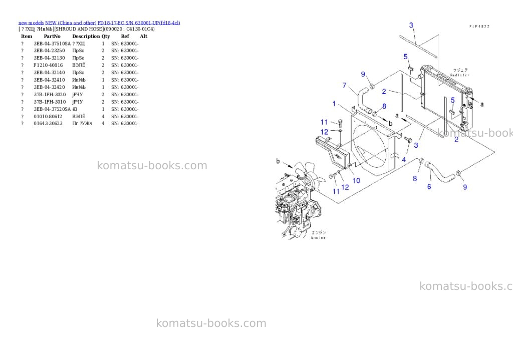 Komatsu FD18-17-EC S/N 630001-UP Parts catalog cover Page 7 Komatsu FD18-17-EC S/N 630001-UP Parts catalog cover Page 7