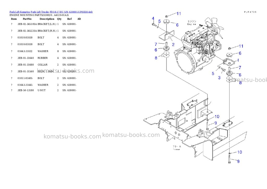 Komatsu FD18-17-EC S/N 630001-UP Parts catalog cover Komatsu FD18-17-EC S/N 630001-UP Parts catalog cover