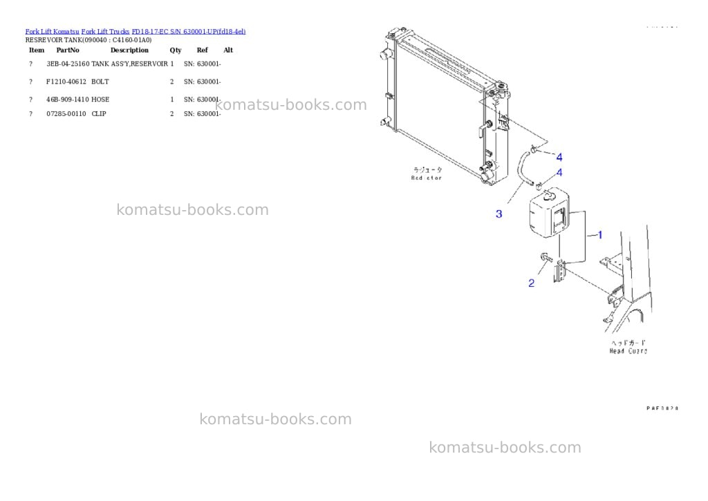 Komatsu FD18-17-EC S/N 630001-UP Parts catalog cover Page 9 Komatsu FD18-17-EC S/N 630001-UP Parts catalog cover Page 9