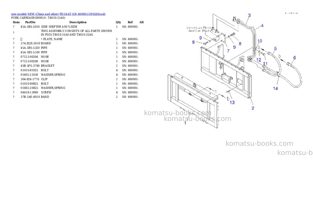 Komatsu FD18-AT S/N 600001-UP Parts catalog cover Page 6 Komatsu FD18-AT S/N 600001-UP Parts catalog cover Page 6